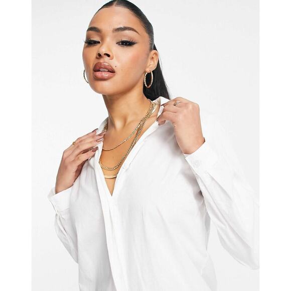 ASOS Design Cotton Mini Shirt Dress In White Size 6. NEW - Picture 4 of 13